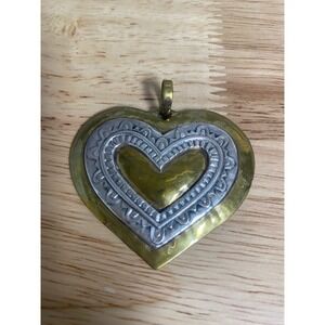 Jeep Collins Sterling Silver & Brass Hand Hammered Heart‎ Pendant Pendant